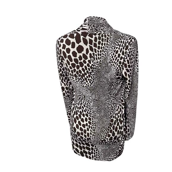 Joseph Ribkoff Cowl Neck Animal Print Tunic Top Size 8 Brown Cream Casual Chic - Picture 2 of 5